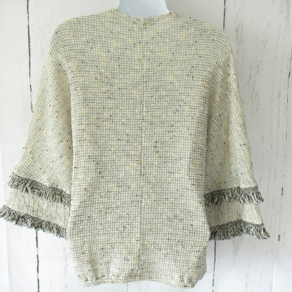 Eri + Ali Sweater Tweed Fringe V Neck - Picture 6 of 8